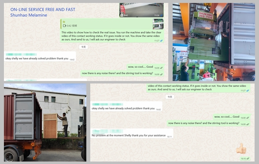 การจัดส่งเครื่องขึ้นรูปภาชนะเมลามีนและเครื่องอุ่นเครื่องล่วงหน้าของโรงงาน Shunhao