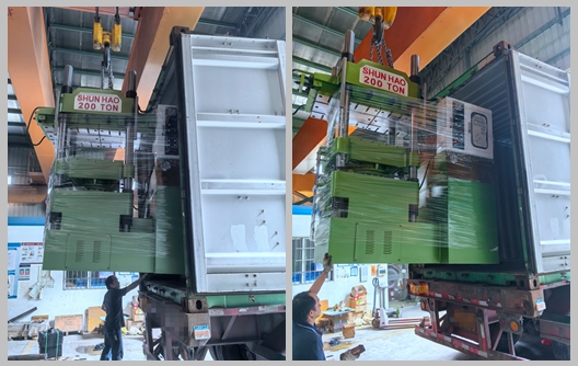 การจัดส่งเครื่องขึ้นรูปภาชนะเมลามีนขนาด 200 ตันของ Shunhao
