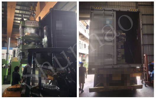 การจัดส่งเครื่องเจียรขอบภาชนะเมลามีนและเครื่องขึ้นรูปเมลามีนระบบไฮดรอลิก